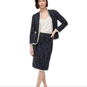J Crew No 2 Pencil Skirt Navy Spotted Tweed